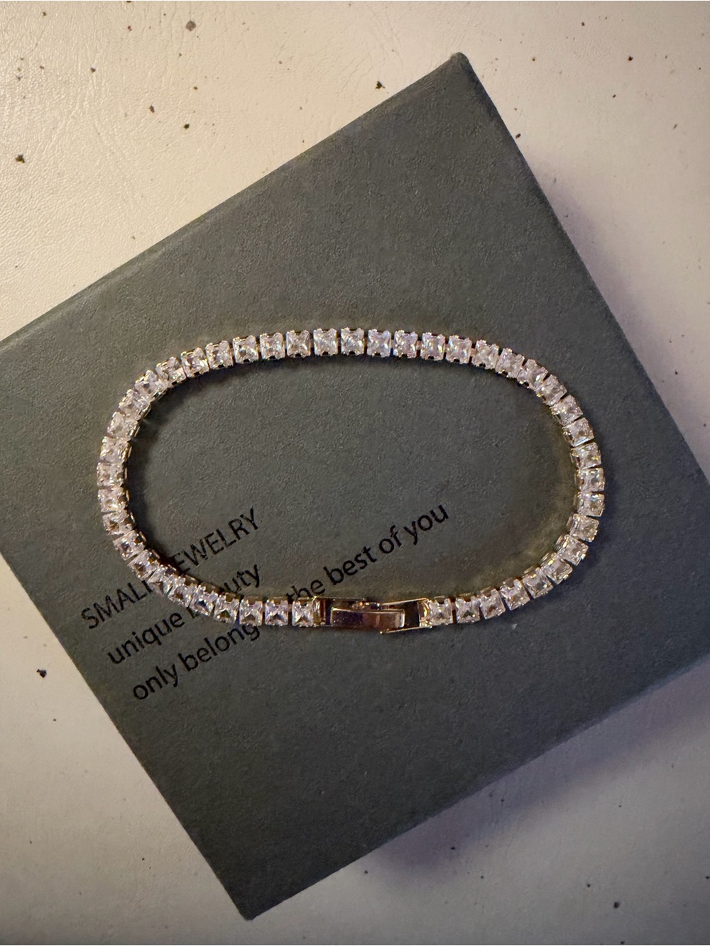 7CT Princess Cut Lan Created Diamond Tennis Bracelet 14K Gold Plated Sterling